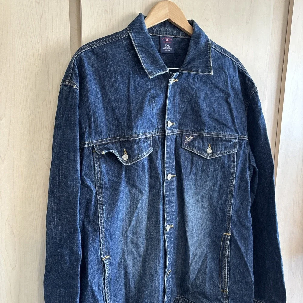 Vtg U.S. Polo Assn. XXL Denim Jacket Embroidered Logo Classic Blue Jean Trucker